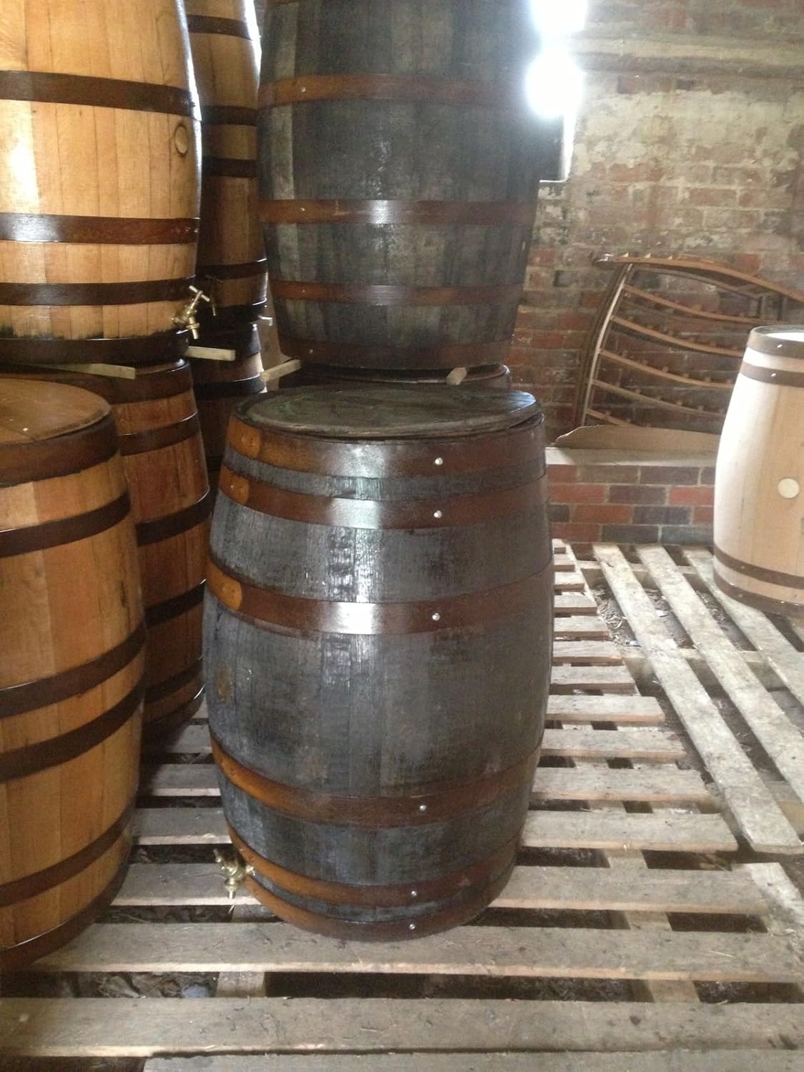 Recycled Rustic Oak Whisky Barrel Water Butt 200L Amazon.co.uk Garden