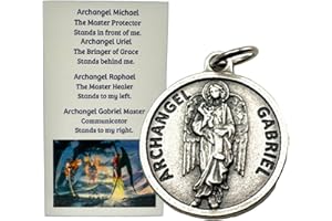 Westmon Works St Gabriel Medal Set Italian Metal Saint Pendant with Made in the USA Archangel Holy Card