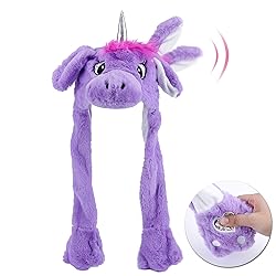 Hopearl Unicorn Hat with Ears Moving Jumping Pop Up