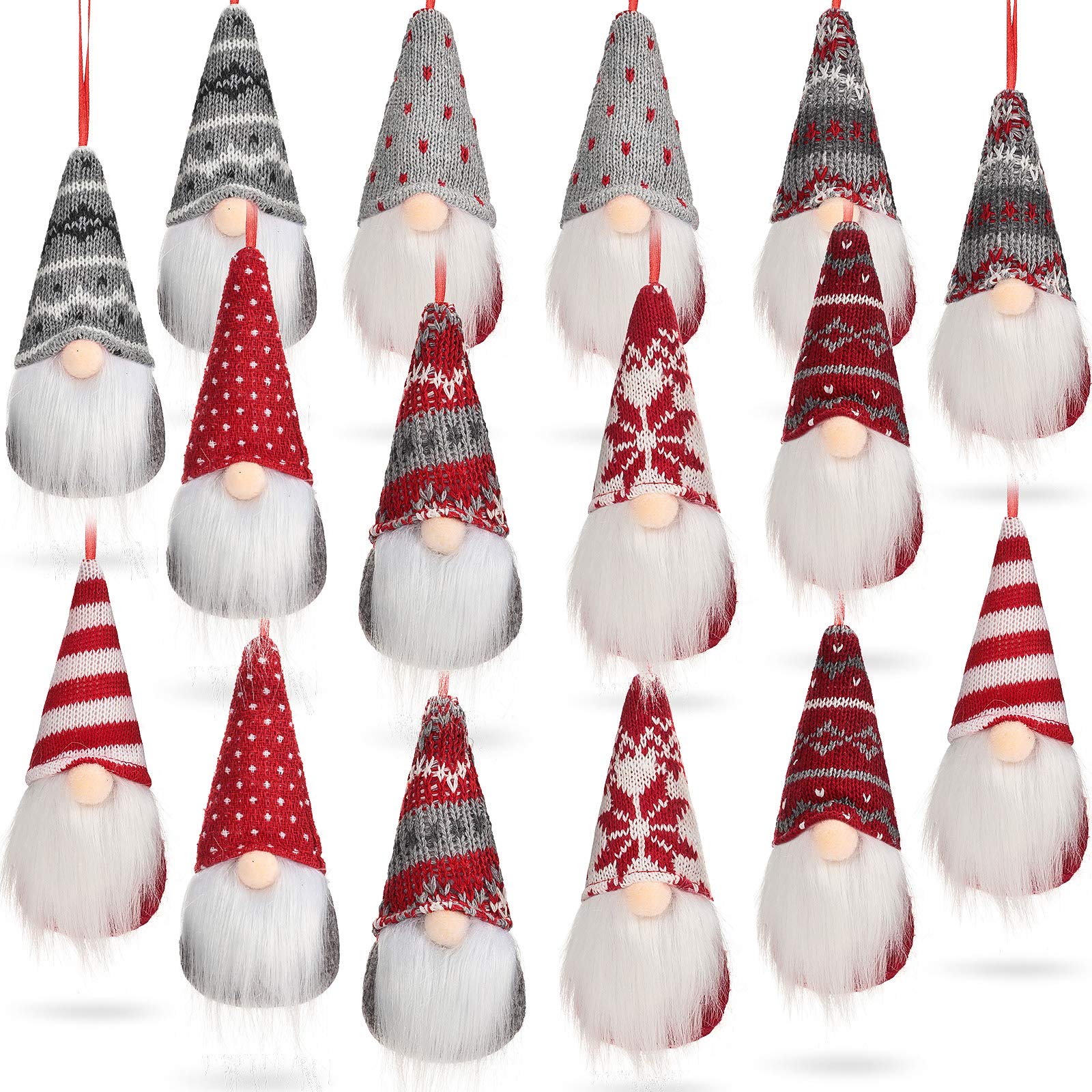 Sumind 16 Pieces Christmas Gnomes Ornaments Handmade Scandinavian Santa Plush Swedish Gnome Ornaments Christmas Tree Hanging Decoration Holiday Xmas Home Decor โ image 1