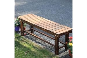 YangAera 35.4'' Outdoor Garden Benches Weatherproof Patio Bench Two-Person Seat Backless Bench Wood Bench with Slatted High Temperature Bench for Front Porch Backyard (Upgraded to Prevent Fading)