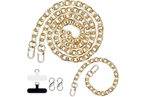 BFSD·DM Cell Phone Chain, Phone Wrist Strap,Hands-Free Cell Phone Lanyard,Compatible with Most Smartphones，phone charm (Big circle/gold chain length+short)