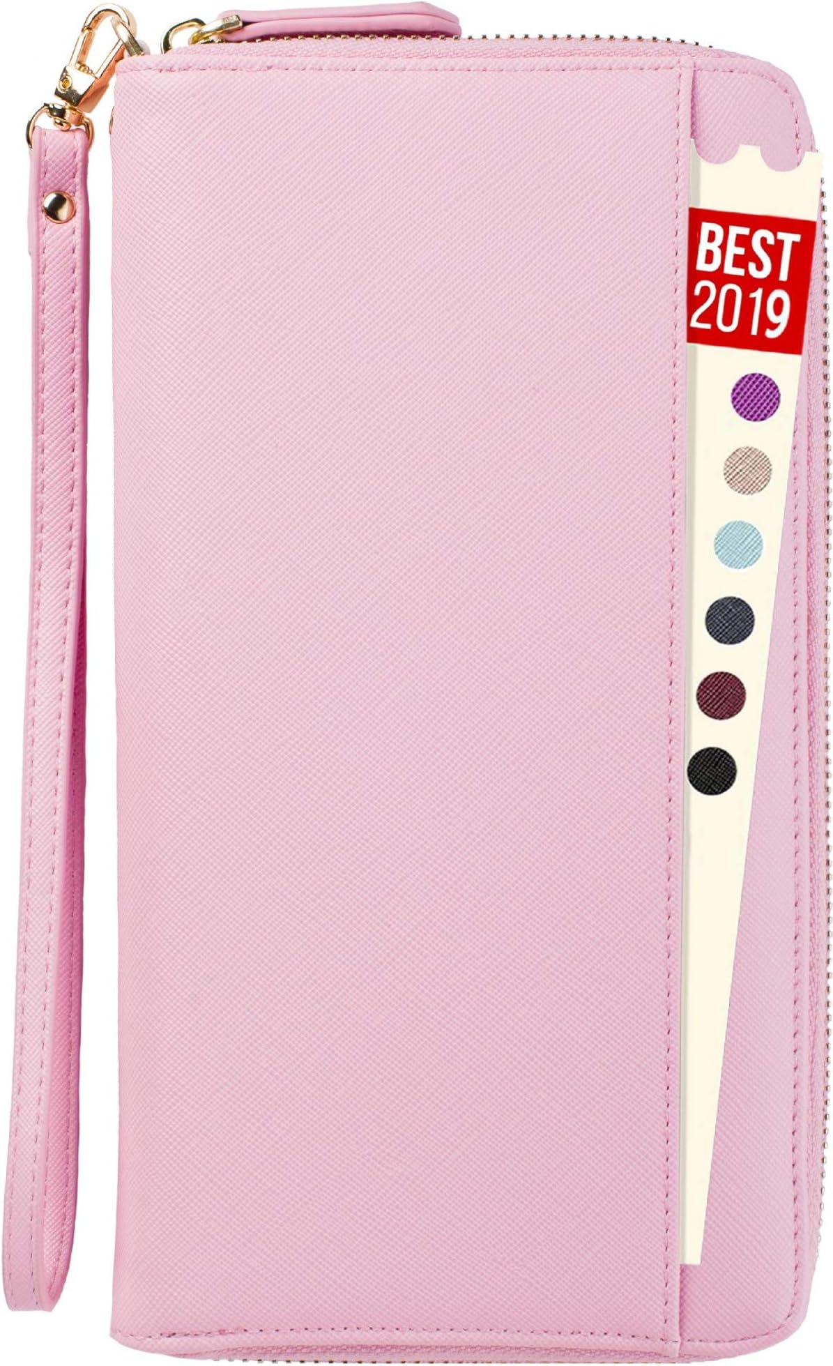 Travel Document Organizer - RFID Passport Wallet Case Family Holder Id Wristlet (Pink)