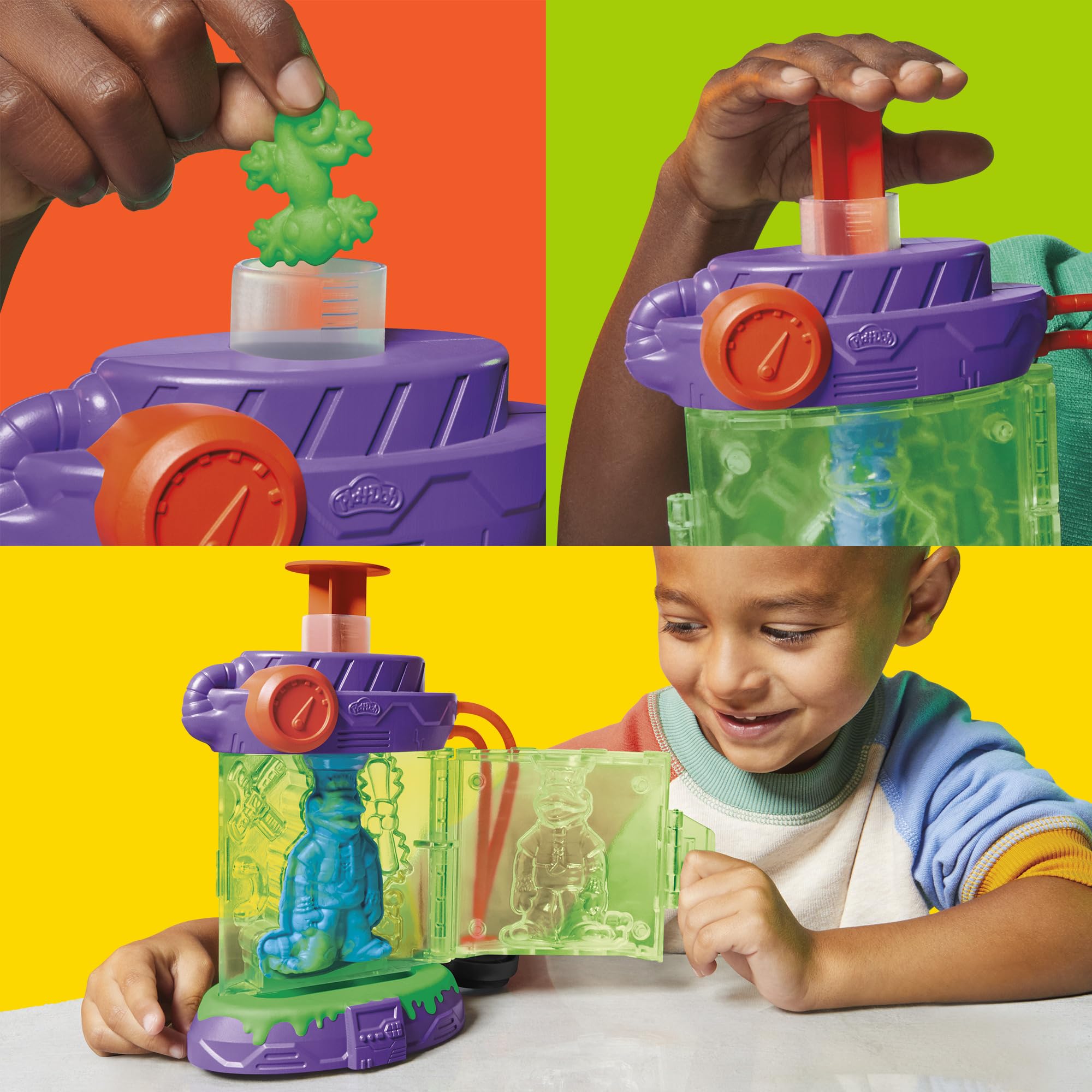 Play-Doh Teenage Mutant Ninja Turtles Mutationsstation Spielset, Bastel-Set für Mädchen und Jungen ab 4 Jahren zum Formen und kreativen Spielen mit 3 Dosen Knete 4