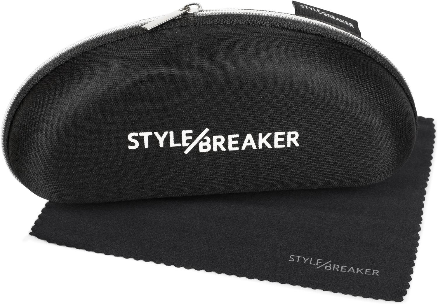 styleBREAKER sunglasses case with cleaning cloth, softcase with zip fastening, glasses case 09020057, color:Black