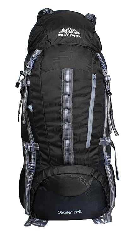 Mount Track Discover 9107 Rucksack, Hiking Backpack 75 Ltrs with Rain Cover Black