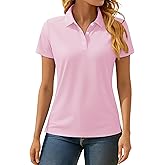 TACVASEN Women's Polo Shirts Short Sleeve Golf Shirt Quick Dry UPF 50+ Sun Protection Lightweight Tennis Shirts 3 Buttons