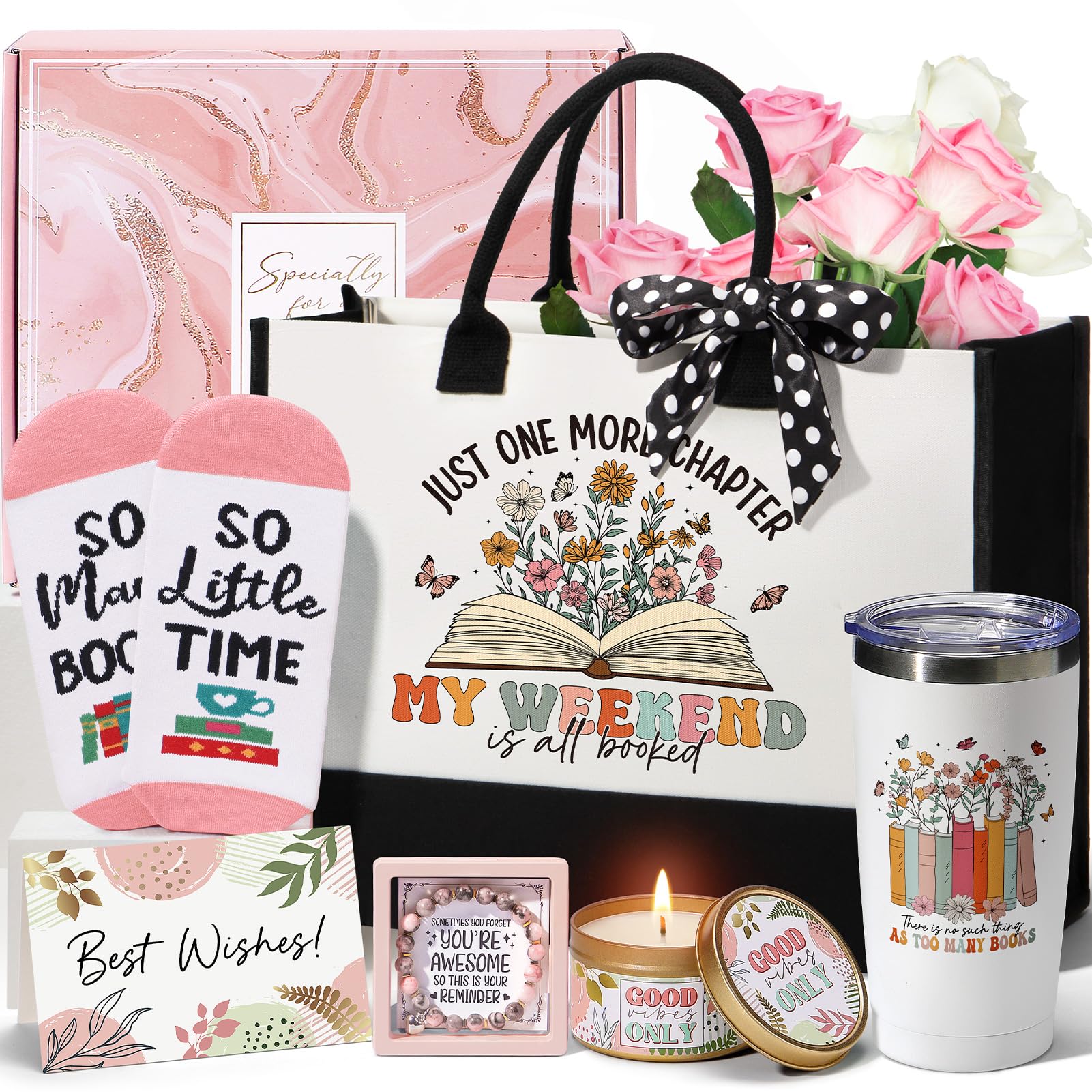 Photo 1 of Book Lovers Gifts for Women Bookish Gifts, Reading Gifts for Readers Book Club Gifts Book Themed Gifts, Christmas Birthday Gifts for Book Lovers Women Friends Bookworms Librarian Teacher with Tote Bag
