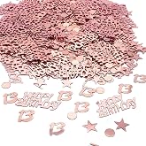 TFYU Happy Birthday Party Stars Foil Metallic Sequins Confetti - Special Events Table Scatters Decorations about 700pcs (Rose Gold) (13 Years Old)