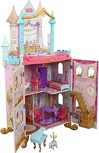 KidKraft Disney Princess Dance &amp; Dream Wooden Dollhouse, Over 4-Feet Tall with Sounds, Spinning Dance Floor and 20 Play Pieces, Gift for Ages 3+