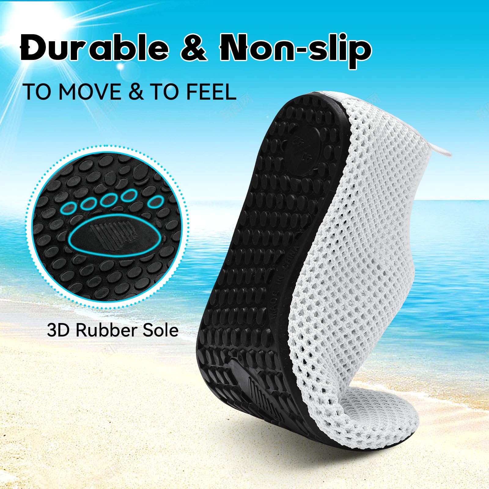 Scurtain Barefoot Water Shoes for Women Men Beach Swim Aqua Socks Summer Quick-Dry Sandals Slippers