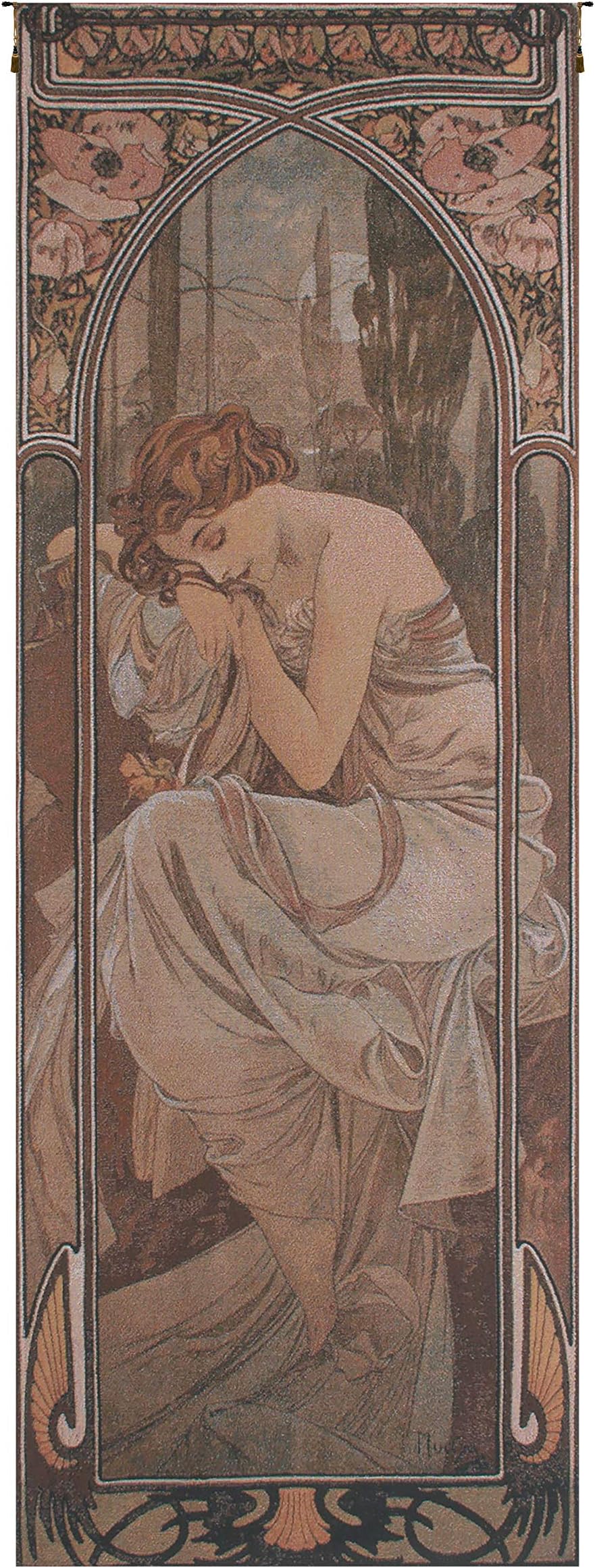 Charlotte Home Furnishings Inc. 'Mucha Nuit' Decorative Belgian Tapestry Wall Hanging | Viscose, Cotton and Polyester Blend Wall Art | 21 in. x 61 in. | Home Decor Accents