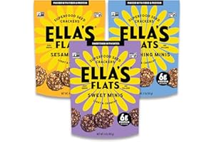ELLA'S FLATS Ella’s Flats Minis - Variety Pack (Sesame, Everything, Sweet) - Superfood seed crackers - Just seeds, no fillers - 6g protein, 5g fiber, low carb