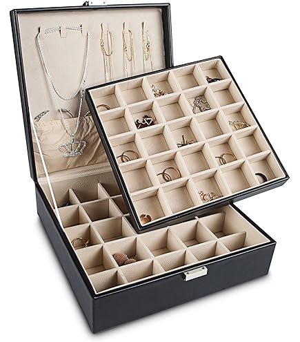 HOMEHIVE Boîte à Bijoux En Acrylique Transparent Avec 65 Sacs