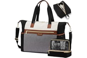 LOVEVOOK Weekender Bags for Women, Travel Duffel Bag, Personal Item Travel Bag, Hospital Overnight Bag with Wet Pocket, 4 Pcs Carry On Bag Set with Shoe Bag & Toiletry Bag & Clothes Storage Bag