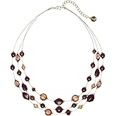 Coiris 3 Layers Illusion Wire Beaded Statement 19.5" Necklace for Women