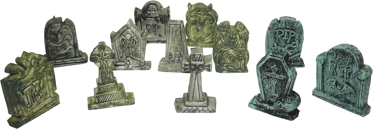 JOYIN Set of 12 Miniature Tombstones for Halloween Decorations : Garden & Outdoor