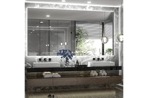 TETOTE 72 x 36 Inch LED Backlit Bathroom Mirror with Lights,3Color White/Warm/Natural,Anti-Fog Lighted Mirror,Dimmable,Vanity Mirror,Wall Mounted