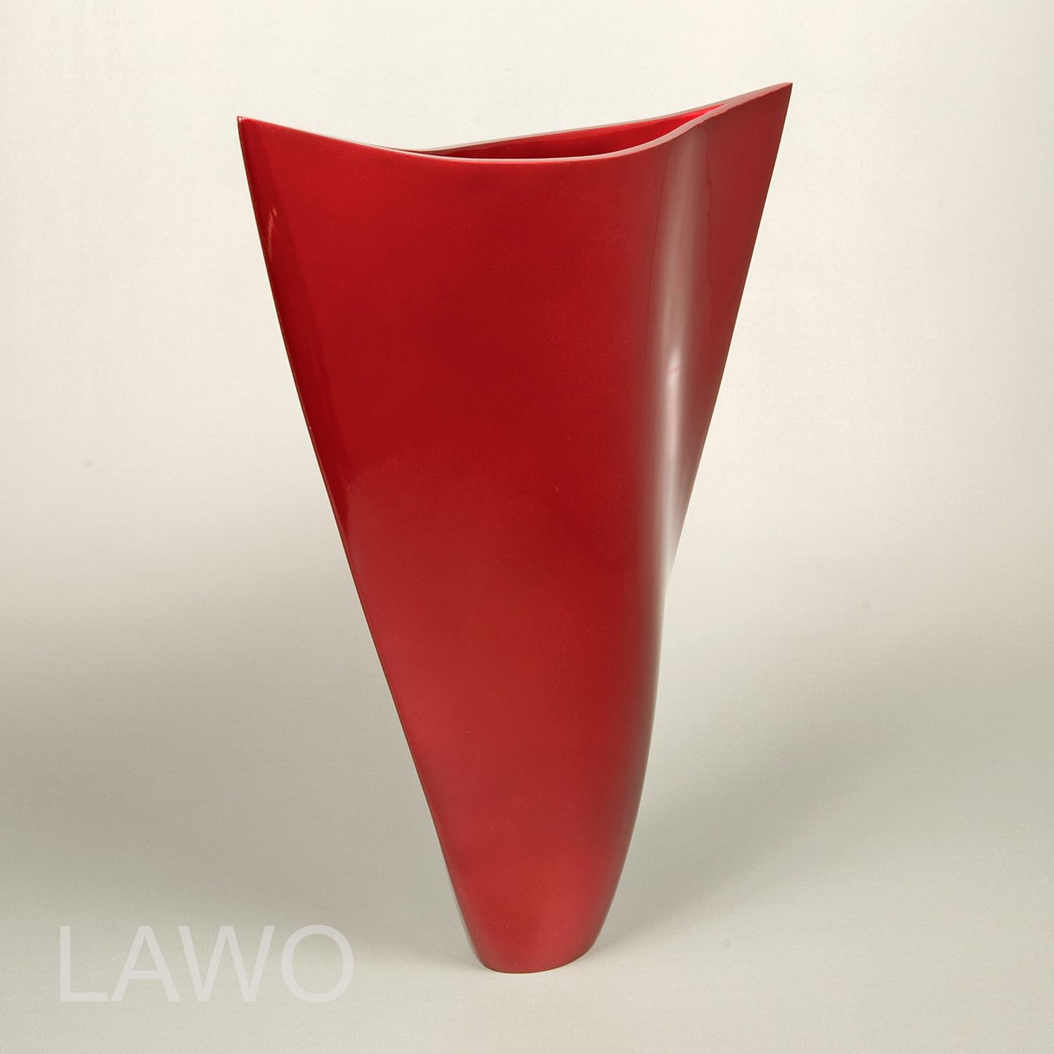 Lawo 102306 Lacquer Design Vase Elda Burgundy Red Art Deco Paint