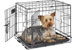 MidWest Homes for Pets 18-Inch iCrate for Tiny Breeds, Up to 10 lbs, Double Door Folding Dog Crate with Divider Panel, Leak-Proof Tray & Secure Latches, Portable, Durable & Easy to Assemble