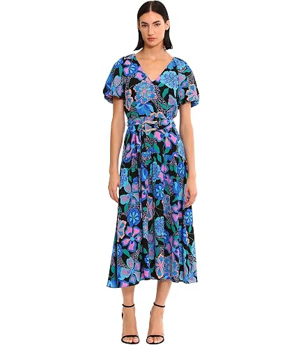 Donna Morgan Women's Dresses Square Neck Eyelet Feminine Short Dress with Double Short Sleeves Detail : Clothing, Shoes & Jewelry