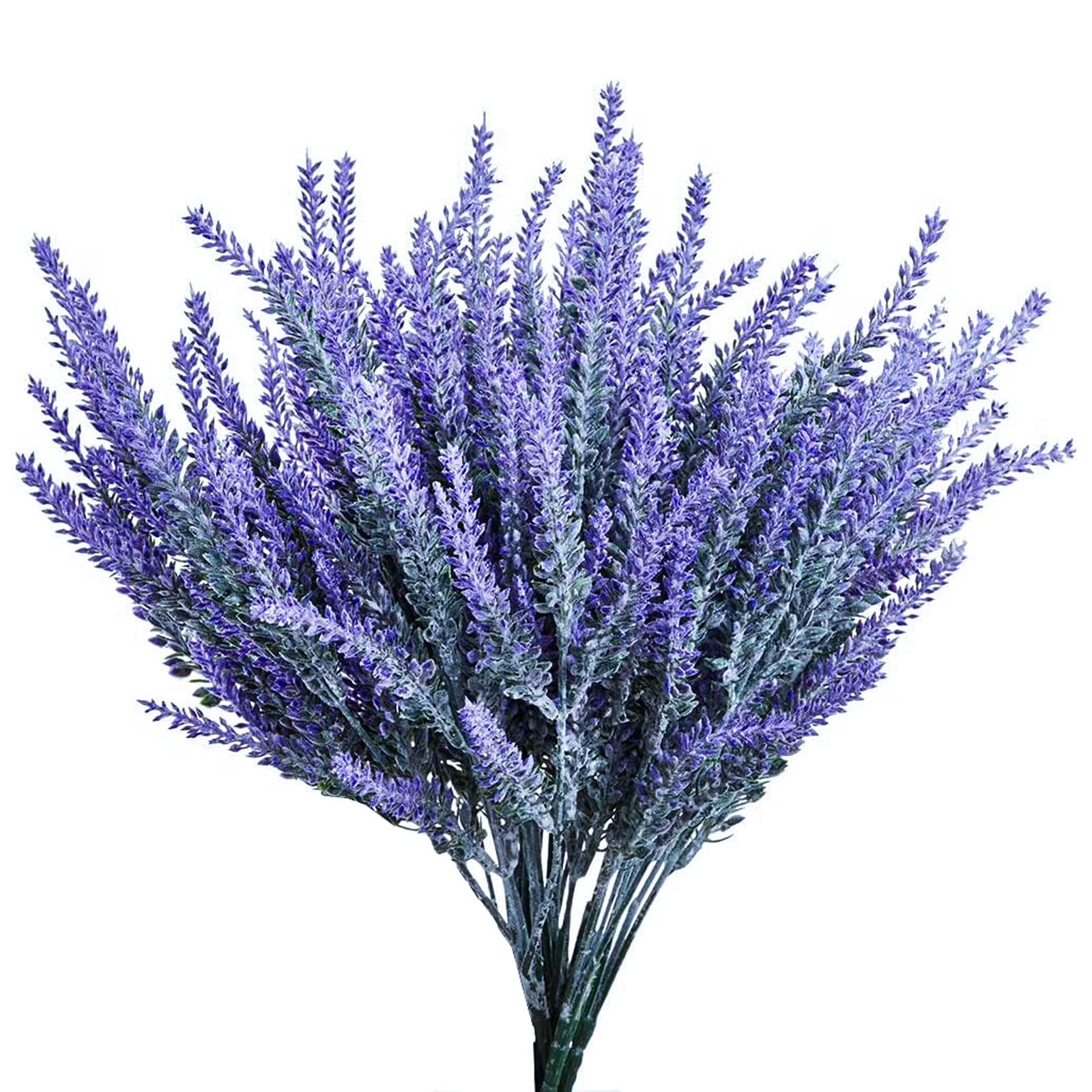 4 pcs Artificial Flocking Lavender, Wedding Party Home Decoration, Simulation Indoor Outside Garden Potted Plastic Flower Plant, Rural Style Artificial Flowers 4 pcs (Purple)