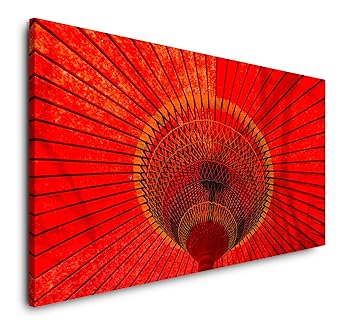 Paul Sinus Art Japanischer Regenschirm 120x 60cm Panorama Leinwand Bild XXL Format Wandbilder Wohnzimmer Wohnung Deko Kunstdr