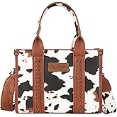 Wrangler Cow Print Tote Bag for Women Western Purse Boho Top Handle Satchel Handbag with Signature Strap