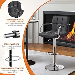 Yaheetech Bar Stools Set of 2, Adjustable PU