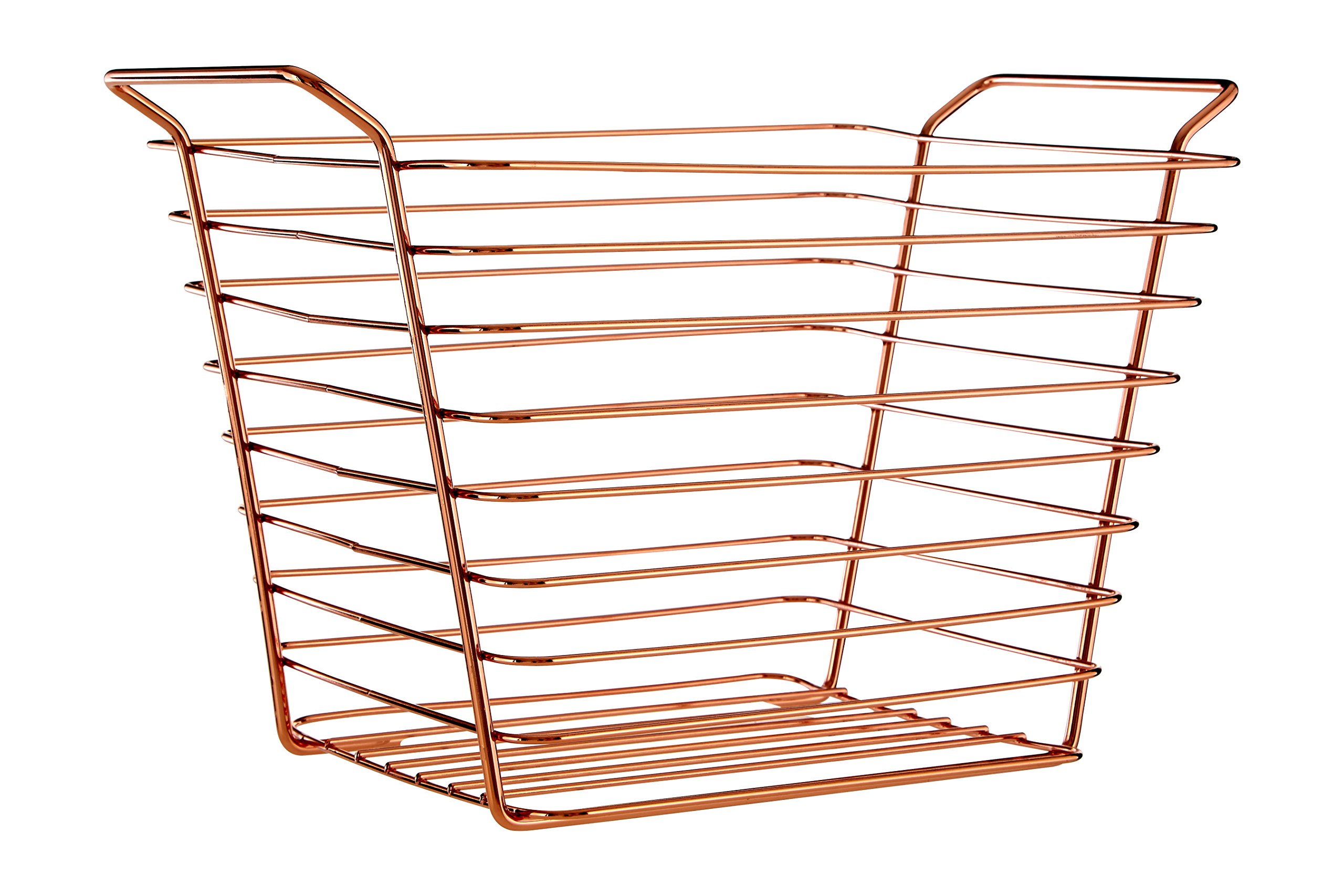 Premier Housewares Shine Wire Basket, Rose Gold, Large