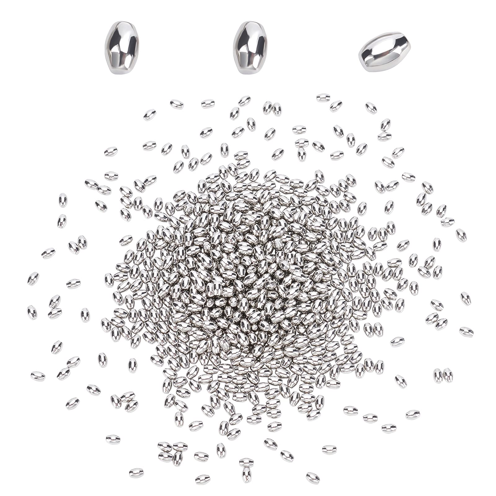 SUPERFINDINGS about 2700pcs Burnishing Ball 5x3mm Stainless Steel Polished Beads Polishing Beads Barrel Jewelry Polished Accessories for Jewellery Processing and polishing