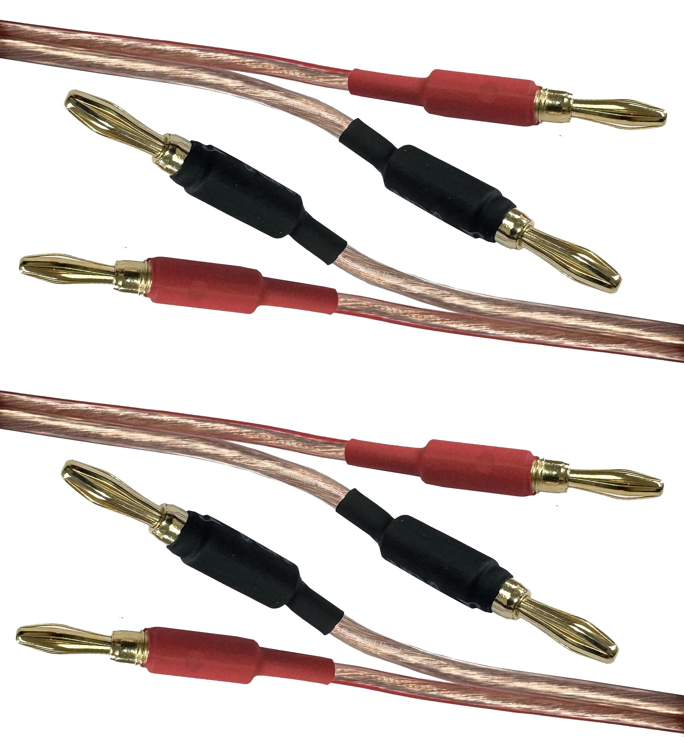 electrosmart 2 x 5m Speaker Cable with Fitted 4mm Banana Plug Connectors 14 AWG Transparent Wire