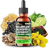 14in1 Mullein Liquid Drops with Mullein, Elderberry, Sea Moss, Spirulina, Chlorella, Marshmallow, Tart cherry, Passion Flower, and More to support respiratory, immune - 30 Days Supply - 1FL Oz
