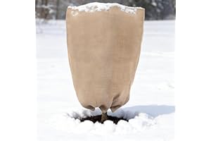 ANPHSIN Burlap Plant Covers Freeze Protection for Patio Winterizing - 45"×70" Extra Large Winter Frost Protector with Drawstring, Reusable Tree Freeze Blanket for Garden Bushes