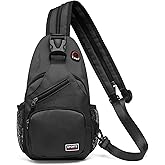 SUIKIHUM Convertible Sling Bag Crossbody Backpack, 7.9" Tablet Bags with Headphone Jack Shoulder Bag Casual Pack for Women Men Hiking Travel (Black)
