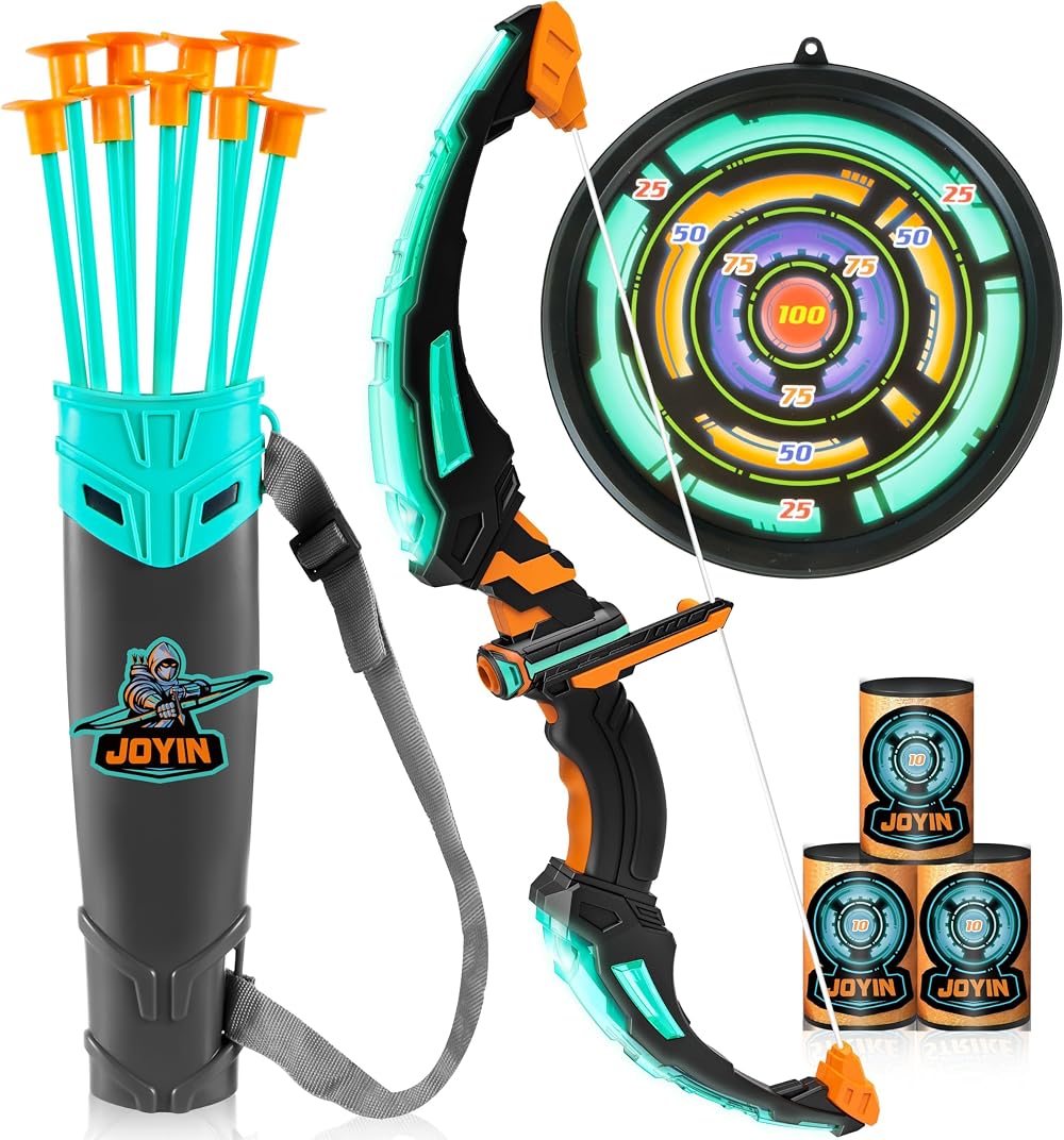 JOYIN Bow and Arrow Archery Toy Set LED Lights Black Green