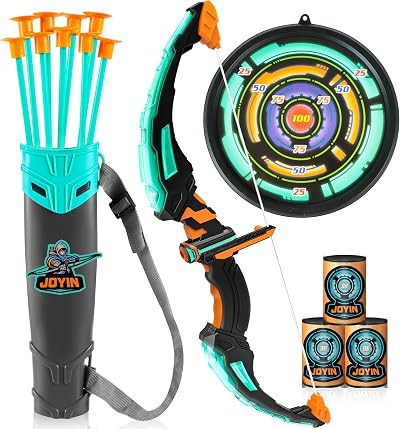 JOYIN Bow and Arrow Archery Toy Set LED Lights Black Green