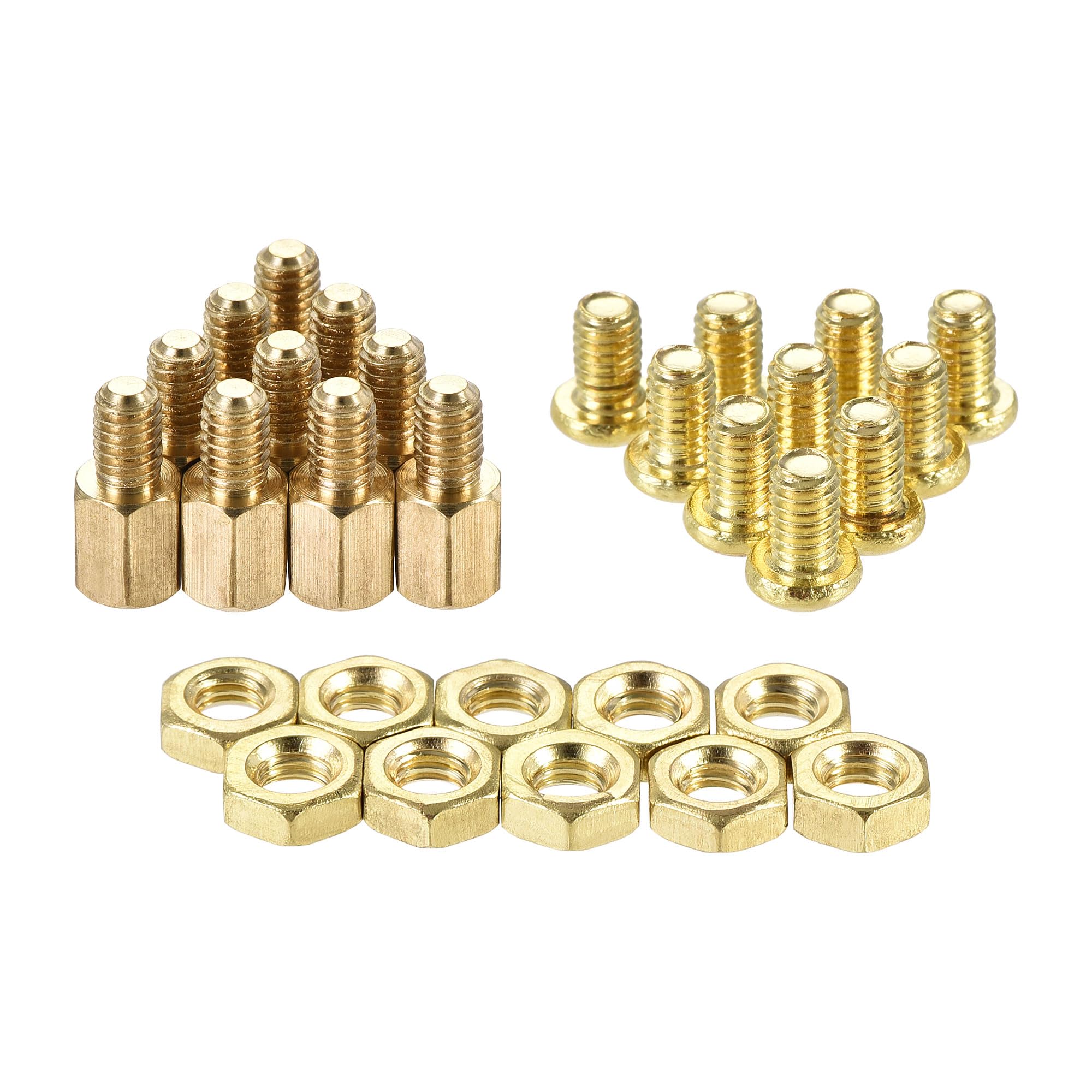 sourcing map M4 Hex Brass Standoff Spacer 7mm+6mm Male-Female Threaded Pillar Screw Nut Kit for PCB Motherboard Computer Circuit Board, 20 Sets
