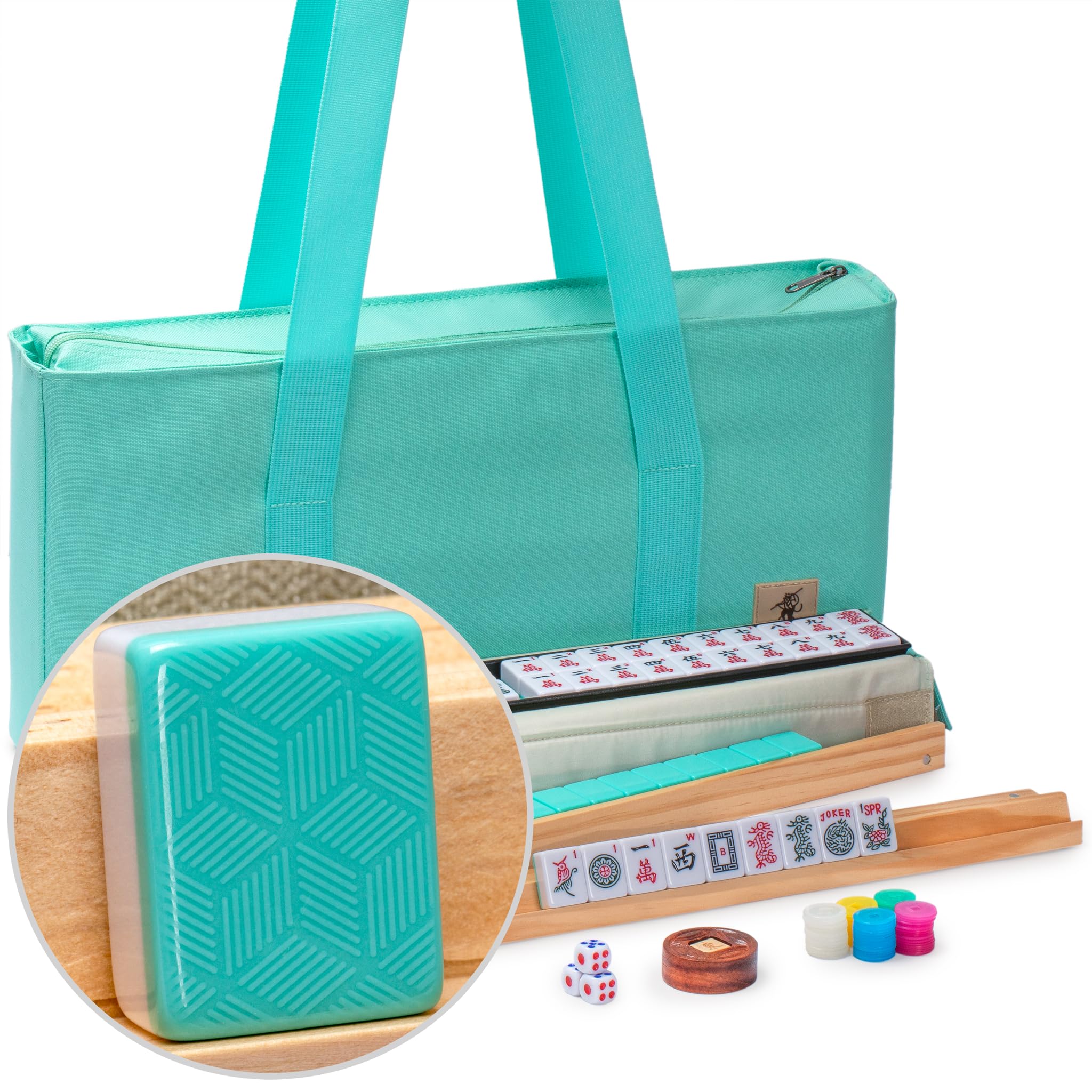 Yellow Mountain Imports American Mahjong Set, Pepper with Soft Case, Racks with Pushers, Wright Patterson Betting Coins, Dice, & Wind Indicator