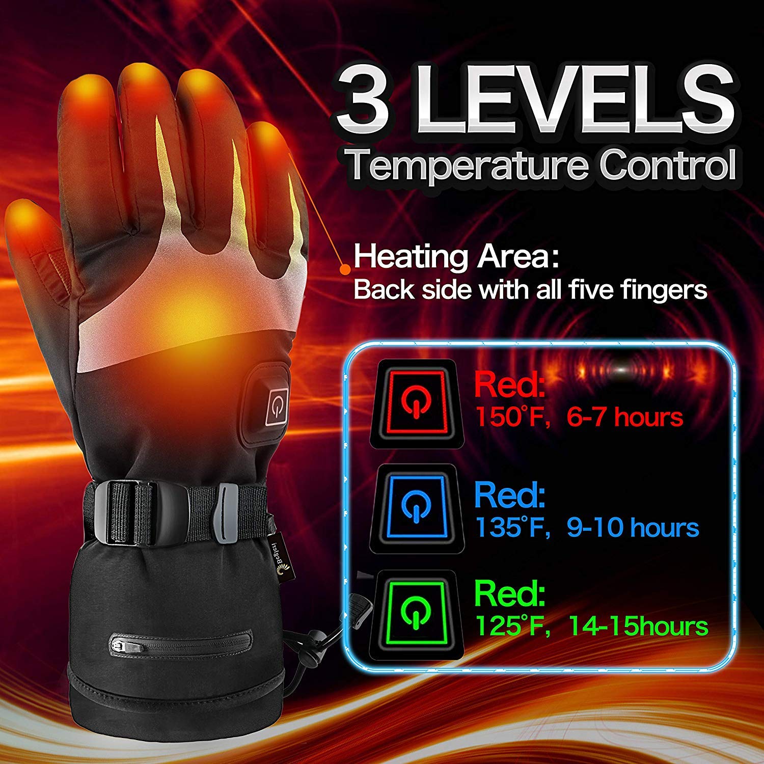 Heated Gloves for Men Women - Electric Heating Gloves, Battery Heated Motorcycle Gloves Rechargeable for Winter Sports
