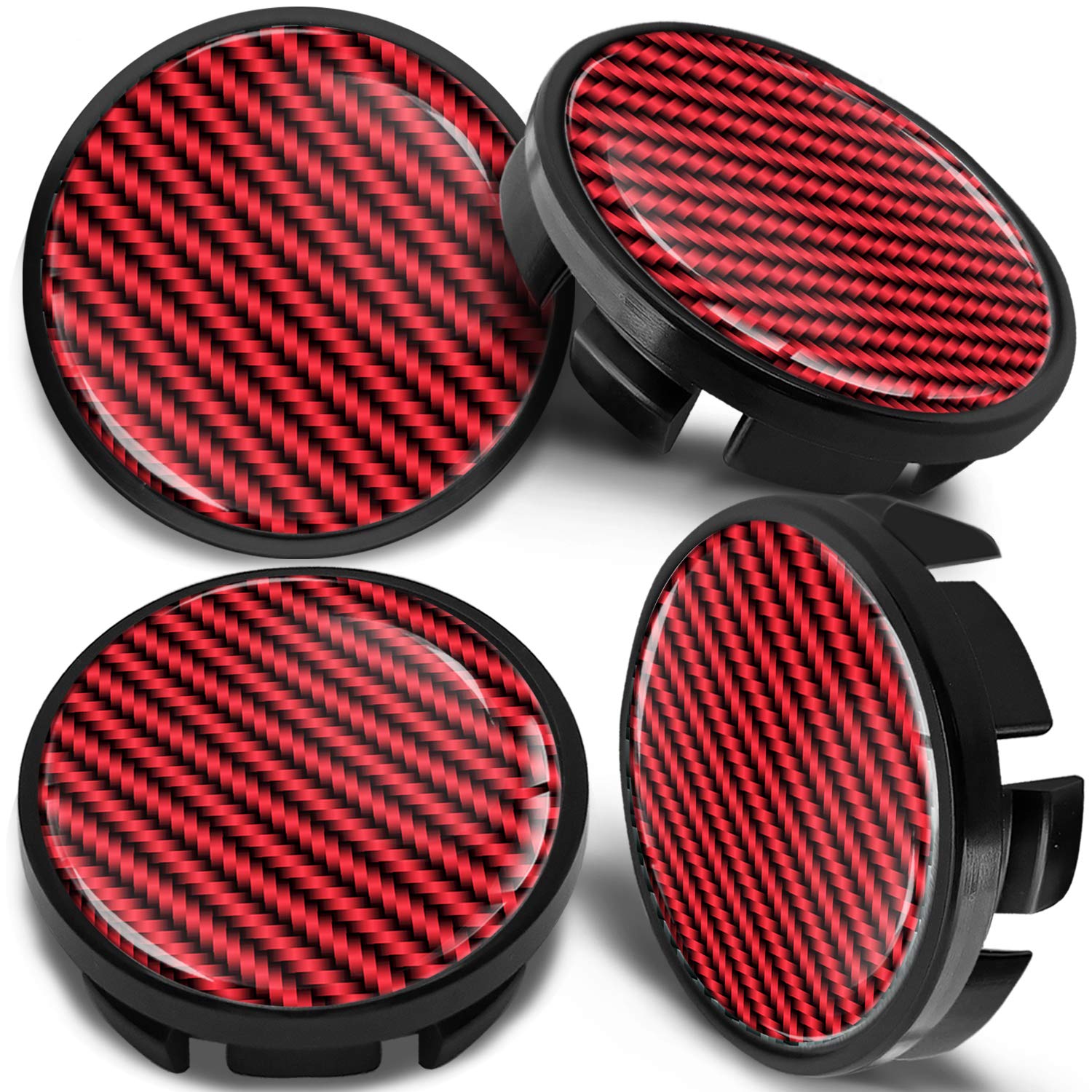 SkinoEu 4 x 65mm Wheel Centre Alloy Hub Center Caps Compatible with VW 3B7 601 171 / 6U7 601 171 Black Hubcaps CV 13