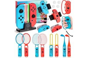 20-IN-1 Nintendo Switch Sports, Alltope Switch Sports Accessories Bundle for Nintendo Family Bundle Accessory with Tennis Rac
