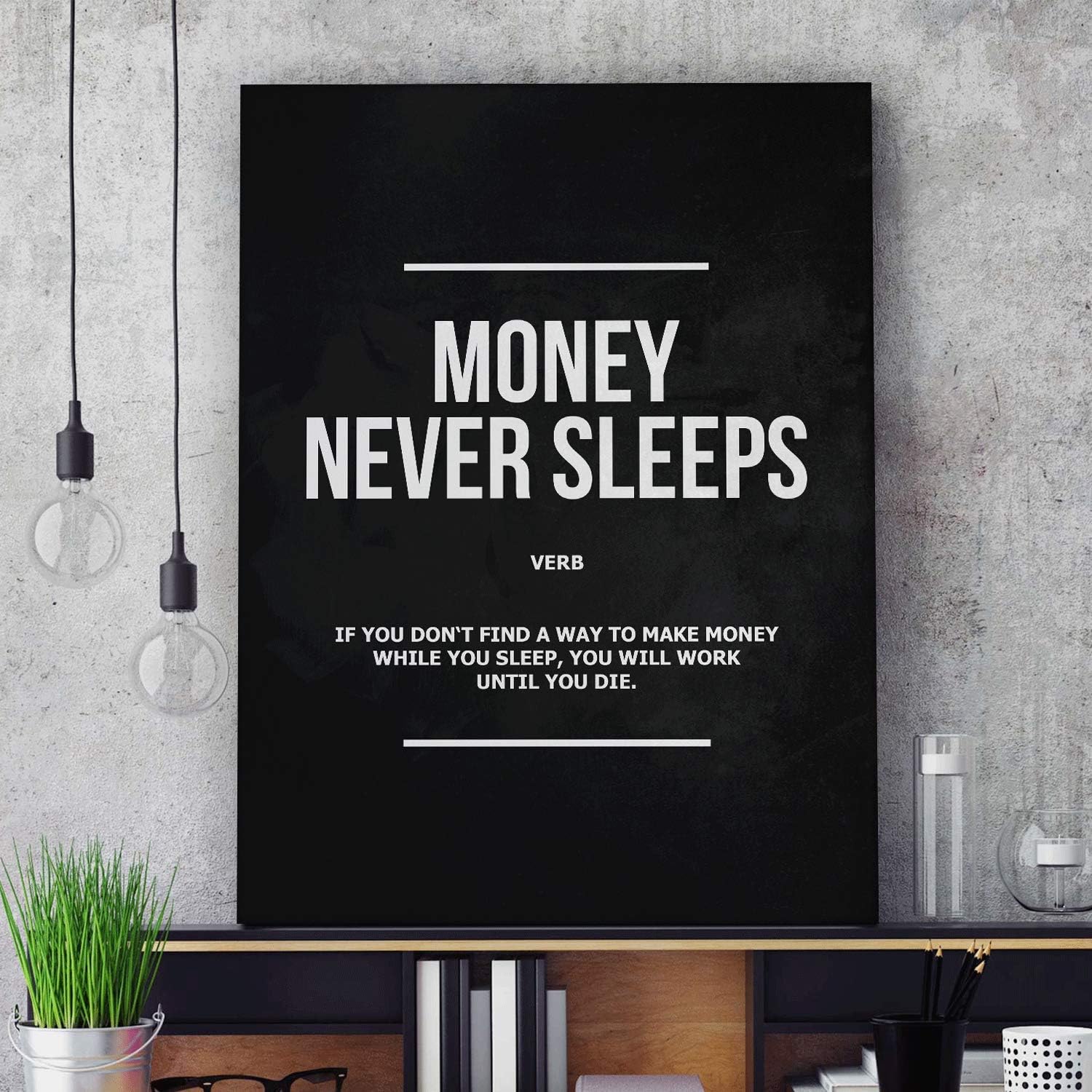 Amazon Com Successhunters Money Never Sleeps Canvas Print Wall