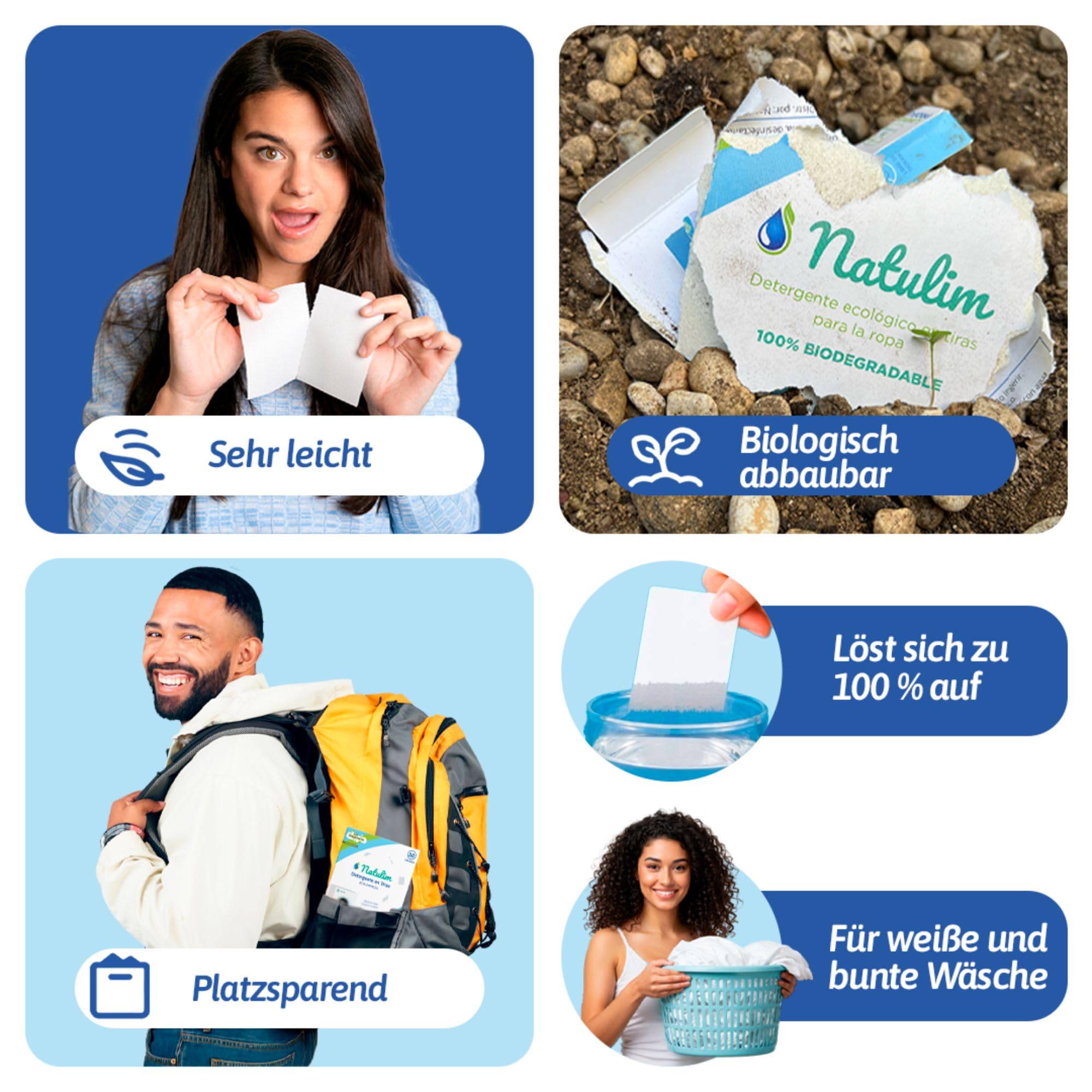 Natulim Waschmittel Blätter - Waschblätter für die Waschmaschine, Waschtücher für 40 Waschgänge - nachhaltige Waschstreifen ohne Plastik biologisch abbaubare Waschpapier Made in EU (Lavendel) 6