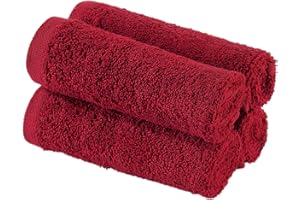 Hawmam Linen Washcloth Set Premium Original Turkish Cotton, Hotel Quality for Softness & Absorbency Face Towels for Hand, Kitchen & Cleaning (Burgundy 600 GSM)