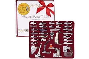 Madam Sew Presser Foot Set 32 PC Set | The ONLY Sewing Machine Presser Foot Kit with Manual & Deluxe Storage Case | Numbered Slots for Organization | Compatible with Most Brother Sewing Machine Feet