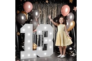 IMPRSV Marquee Numbers Large 13th-Birthday Decorations: 3ft Light up Numbers Balloon for Party Big 13 Year Old Girl Boy Official Teenager Birthday Decoration Foam Board Wall Number 13