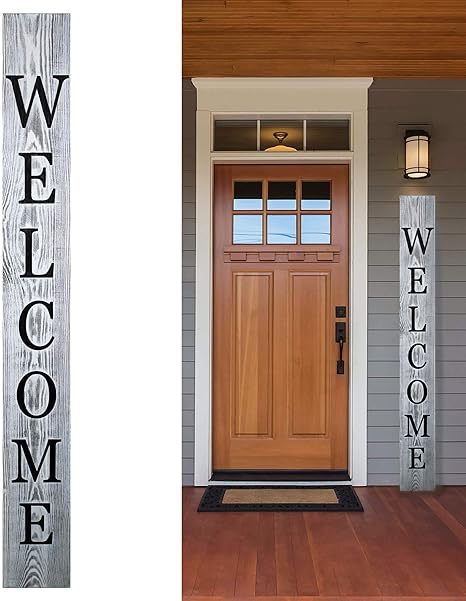 tall outdoor welcome sign for porch carved vertical welcome sign for front porch 5 ft front porch decor rustic farmhouse decor wooden welcome sign