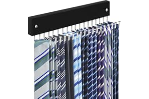 Tie Rack Belt Hanger Wall Mounted, Lomrsiul Non Slip 180 Degree Rotating Organizer for Closet with 18 Hooks for Necklace Purs