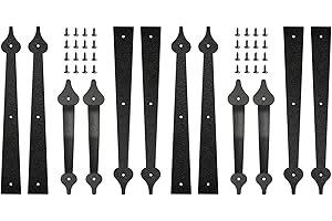 skysen Steel Garage Door Decorative Hinges Handles Accents Hardware kit Screw Mount,Black(tckls-2 Pack)